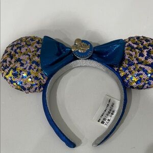 Disney Blue and Gold Sequin Minnie Mouse Ears 50 th Anniversary